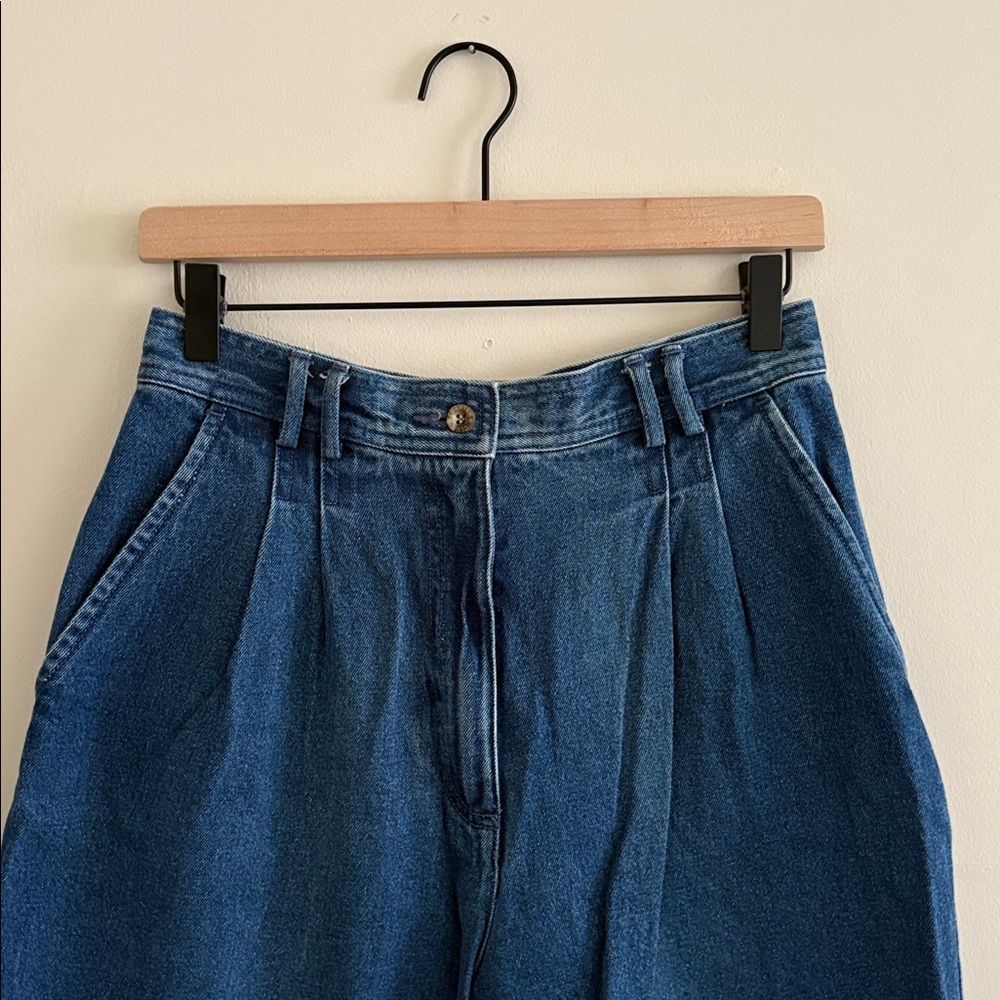 Vintage Denim Shorts with Pleats